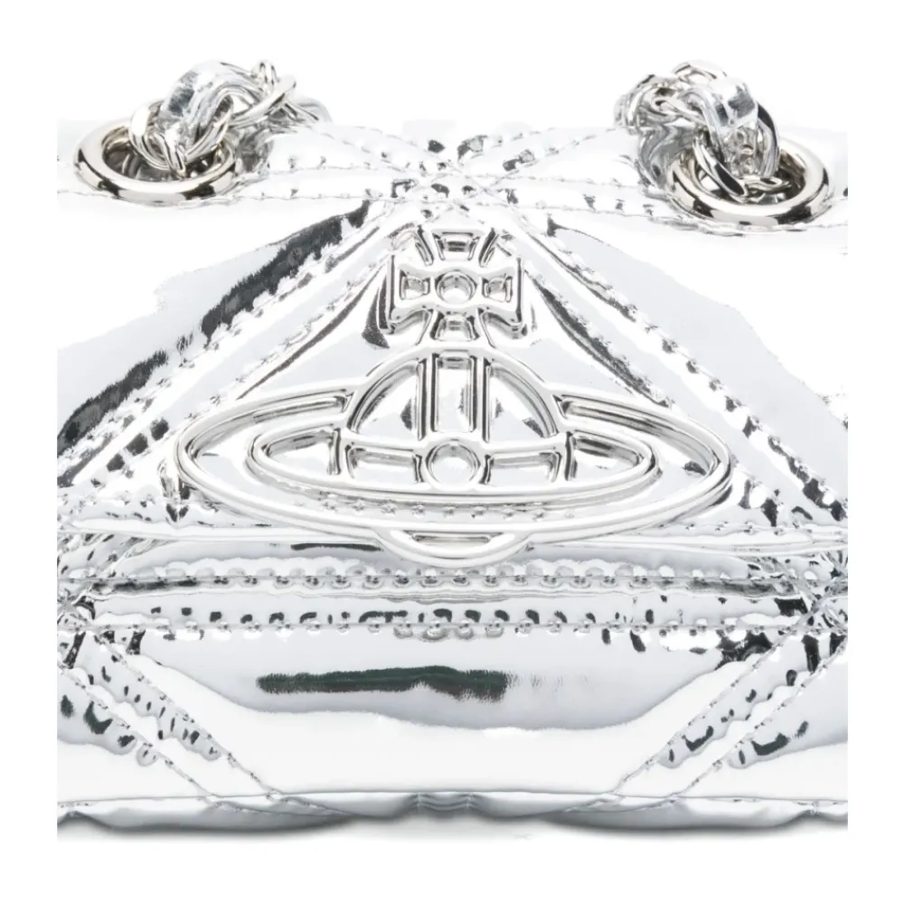 DAMES Vivienne Westwood Heuptassen^Harlequin Quilting Zilveren Kettingband Tas