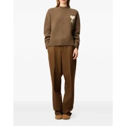 Heren Ami Paris Hazelnoote Crew Neck Sweater