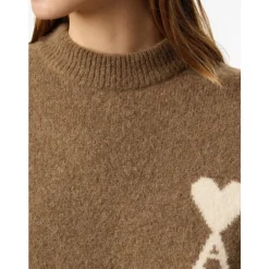 Heren Ami Paris Hazelnoote Crew Neck Sweater