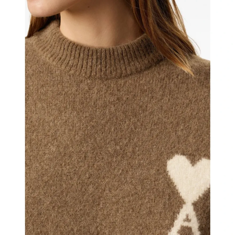 Heren Ami Paris Hazelnoote Crew Neck Sweater