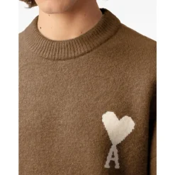 Heren Ami Paris Hazelnoote Crew Neck Sweater