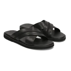 Heren Kazar Slippers^Heren leren slippers met kruisbanden