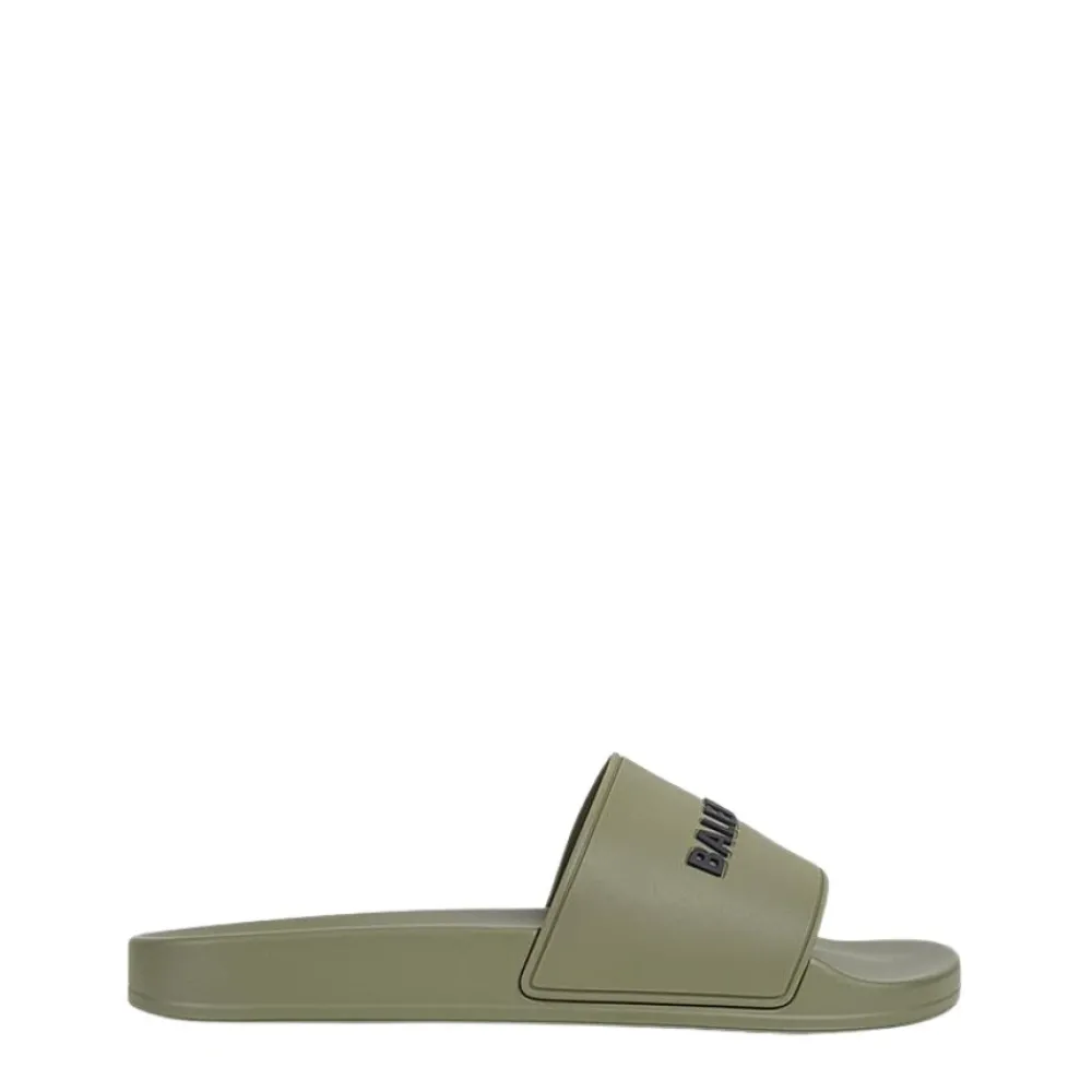 Heren Balenciaga Heren sandalen in khaki met 3D-logo