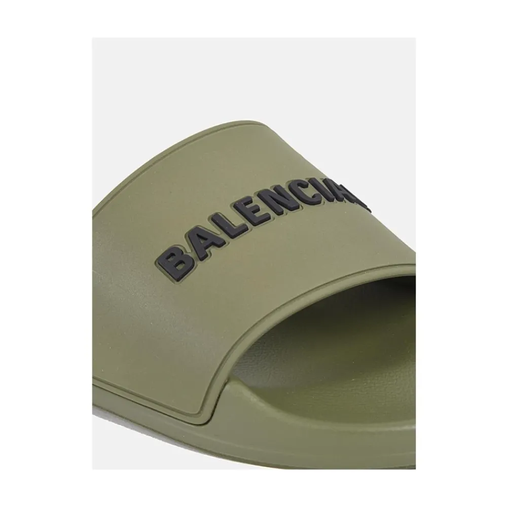 Heren Balenciaga Heren sandalen in khaki met 3D-logo