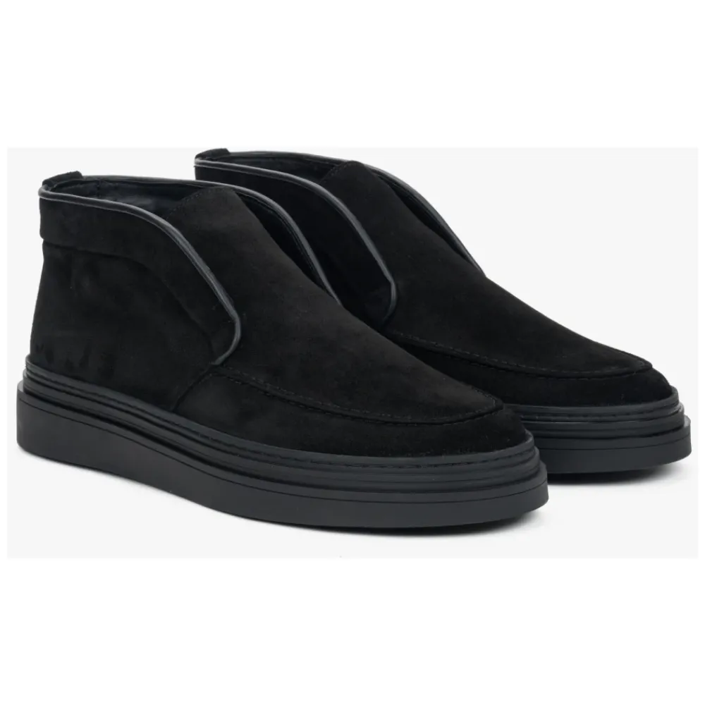 Heren Estro Laarzen^Heren e Warme Verhoogde Loafers gemaakt van Echt Italiaans Premium Velours