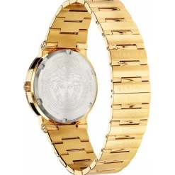 Heren Versace Horloges^Herenhorloge VEVI00821 Greca Logo Zwart Goud Roestvrij Staal
