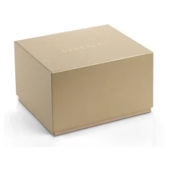 Heren Versace Horloges^Herenhorloge Zwart Leer Goud Zilver GMT