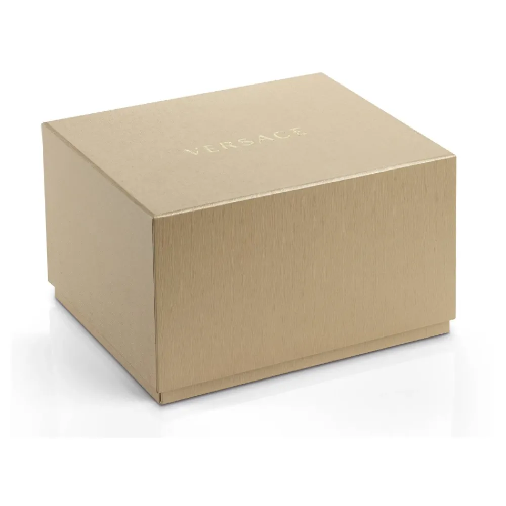 Heren Versace Horloges^Herenhorloge Zwart Leer Goud Zilver GMT