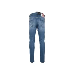 Heren Dsquared2 Herenknoop Jeans met Leren Patch