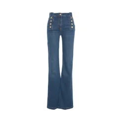 DAMES Elisabetta Franchi Jeans^Hoge Taille Flared Jeans met Gouden Knopen
