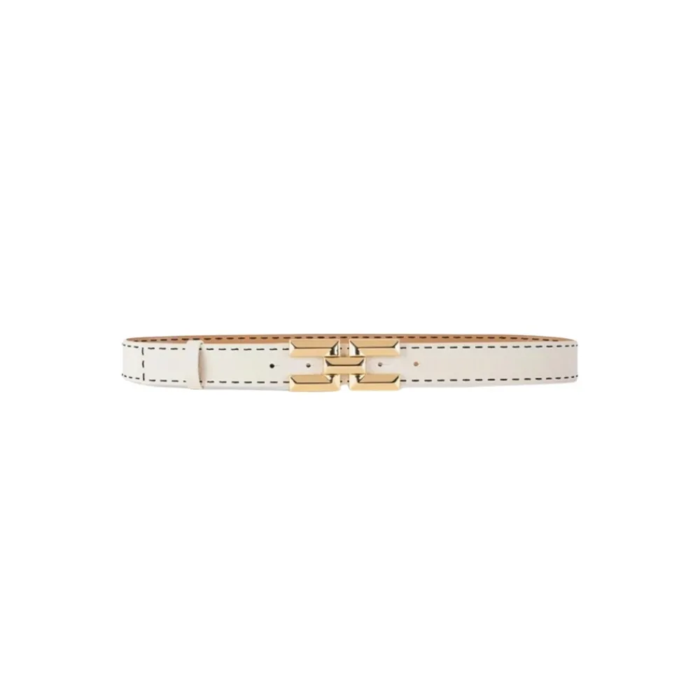 DAMES Elisabetta Franchi Riemen^Hoge Taille Leren Riem met Logo Gesp