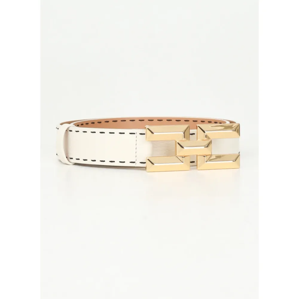 DAMES Elisabetta Franchi Riemen^Hoge Taille Leren Riem met Logo Gesp