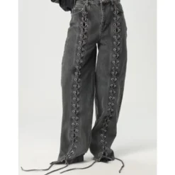 DAMES ROTATE Birger Christensen Jeans^Hoge Taille Wijde Jeans Antraciet