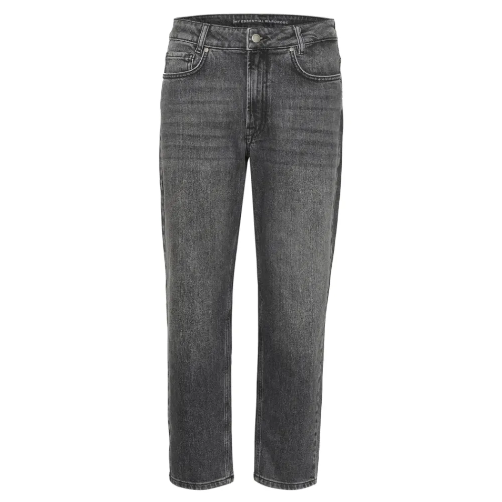 DAMES My Essential Wardrobe Hoge Tapered Donkergrijze Retro Wassing