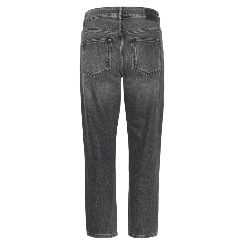 DAMES My Essential Wardrobe Hoge Tapered Donkergrijze Retro Wassing