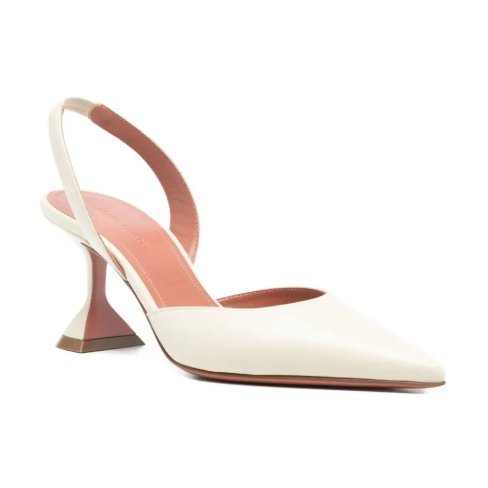 DAMES Amina Muaddi Holli Leren Slingback Pumps