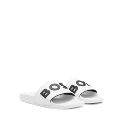 Heren Hugo Italiaanse Slider Sandalen met reliëflogo