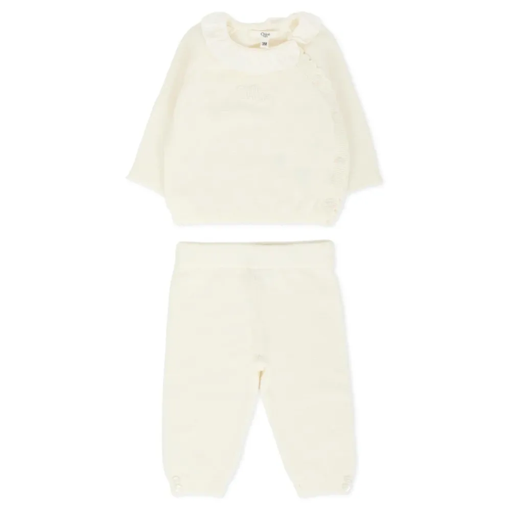 Chloé Bodysuits & Sets^Ivoor Gebreide Geboorte Set Trui Broek