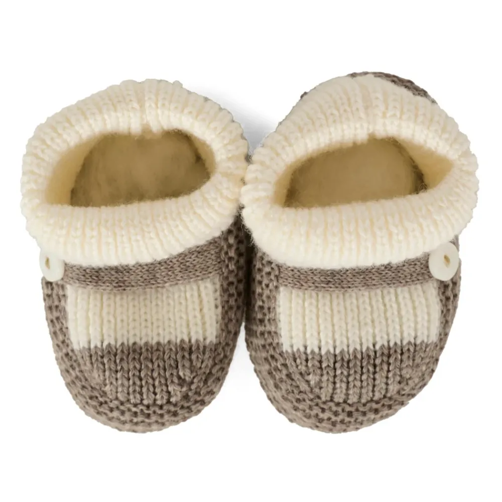 Little Bear Pantoffels^Ivoor Grijs Baby Sloffen met Enkelboeien