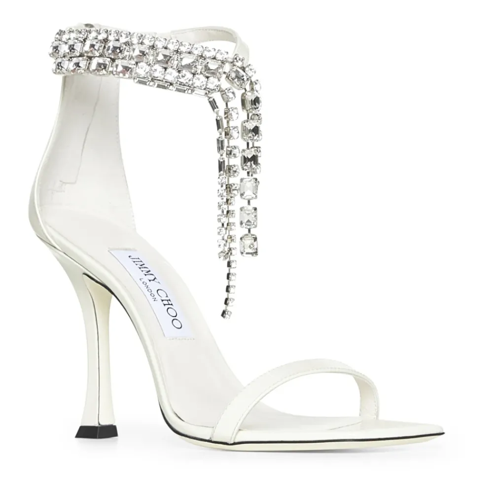 DAMES Jimmy Choo Sandalen^Ivoor sandalen met kristallen