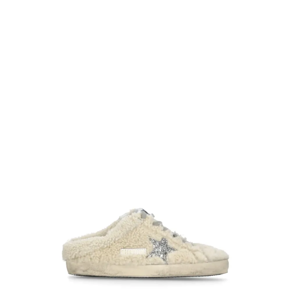 DAMES Golden Goose Ivoor Shearling Sneakers met Ster Logo