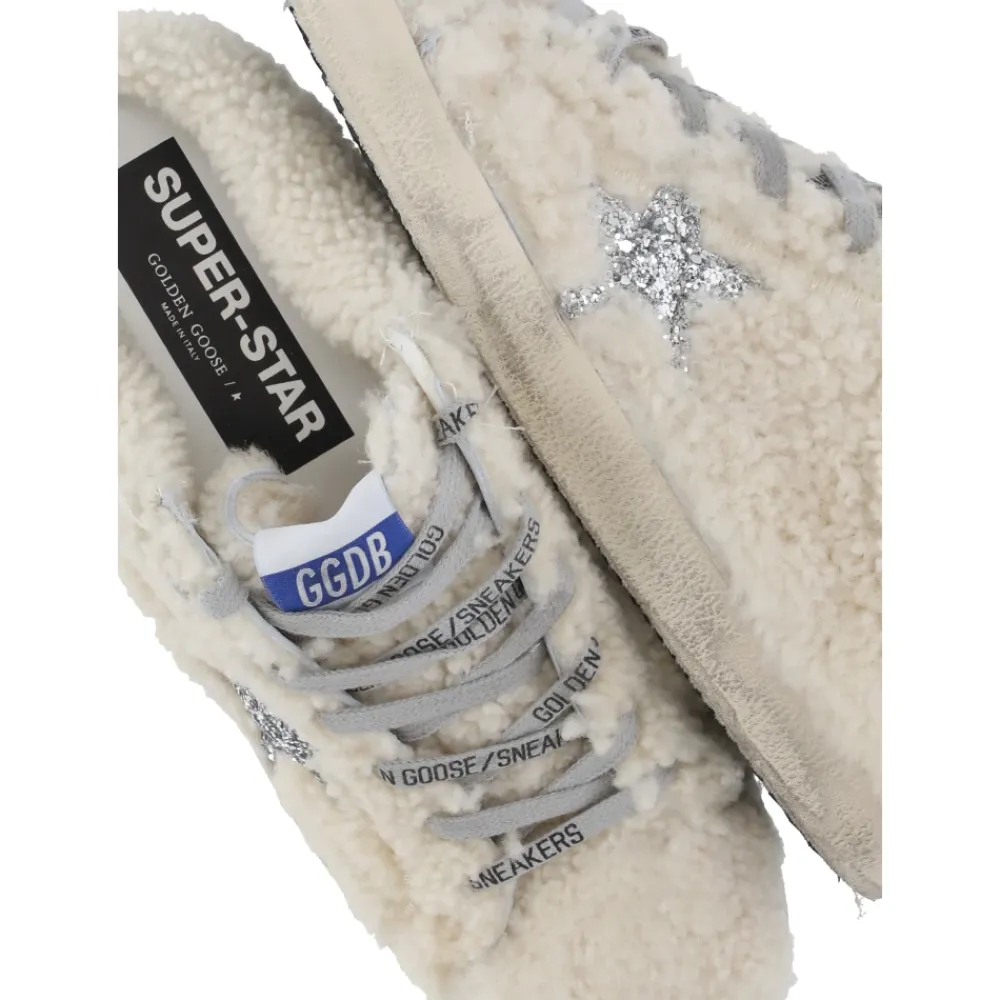 DAMES Golden Goose Ivoor Shearling Sneakers met Ster Logo
