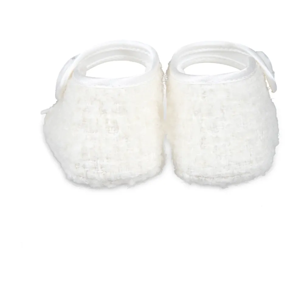 Monnalisa Ballerina'S^Ivory Bouclé Tweed Ballet Flats