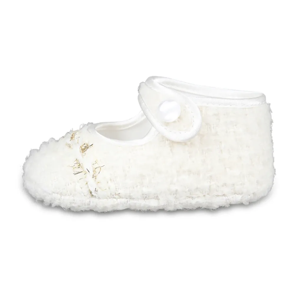 Monnalisa Ballerina'S^Ivory Bouclé Tweed Ballet Flats