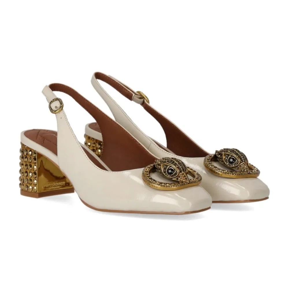 DAMES Kurt Geiger Pumps^Ivory Patent Leather Slingback Pumps