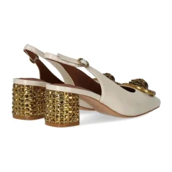 DAMES Kurt Geiger Pumps^Ivory Patent Leather Slingback Pumps