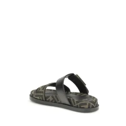 DAMES Fendi Jacquard Fabric Sandaal met Baguette Gesp