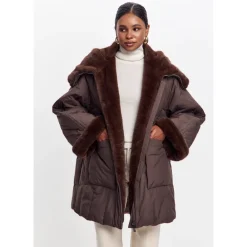 DAMES Cesare Gaspari Jas met capuchon en faux fur rand