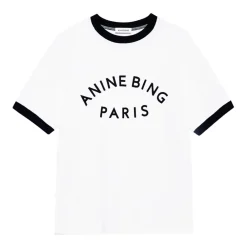 DAMES Anine Bing Jaylin Ivory T-shirt met Print op de Voorkant