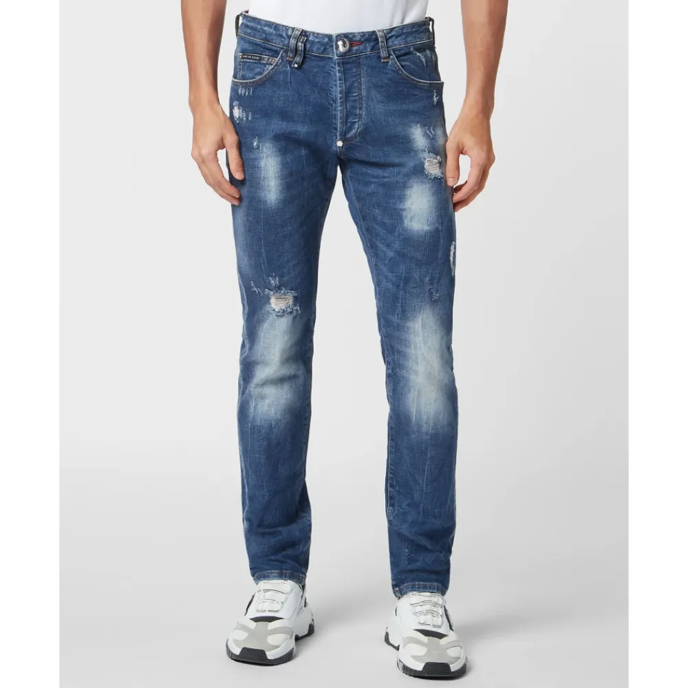 Heren Philipp Plein Jeans Straight Cut Lion Circus