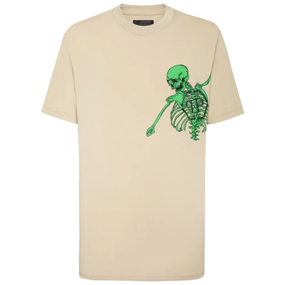 Heren Philipp Plein Jersey T-shirt Ronde Hals Skeleton
