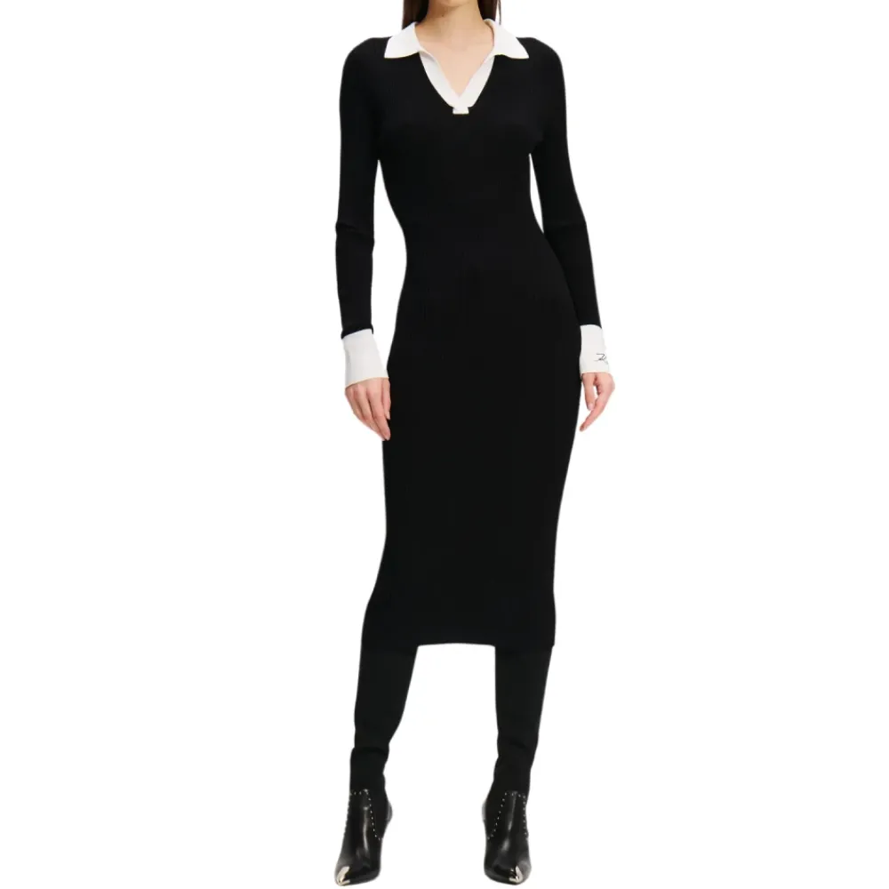 DAMES Karl Lagerfeld Jurk lslv polo gebreide jurk 246w1319