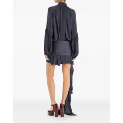 DAMES ROTATE Birger Christensen Jurk met hoge hals en knoopdetail