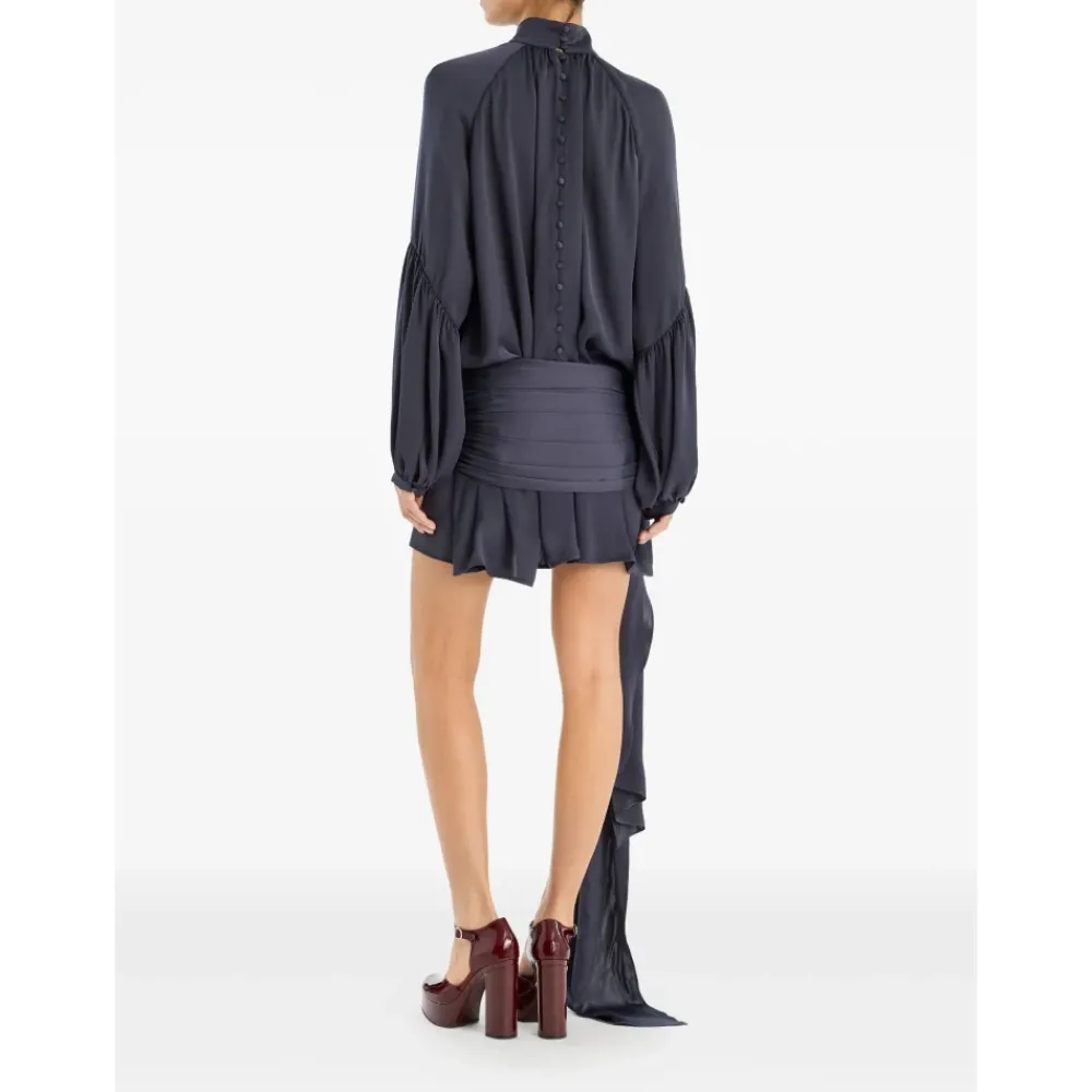 DAMES ROTATE Birger Christensen Jurk met hoge hals en knoopdetail