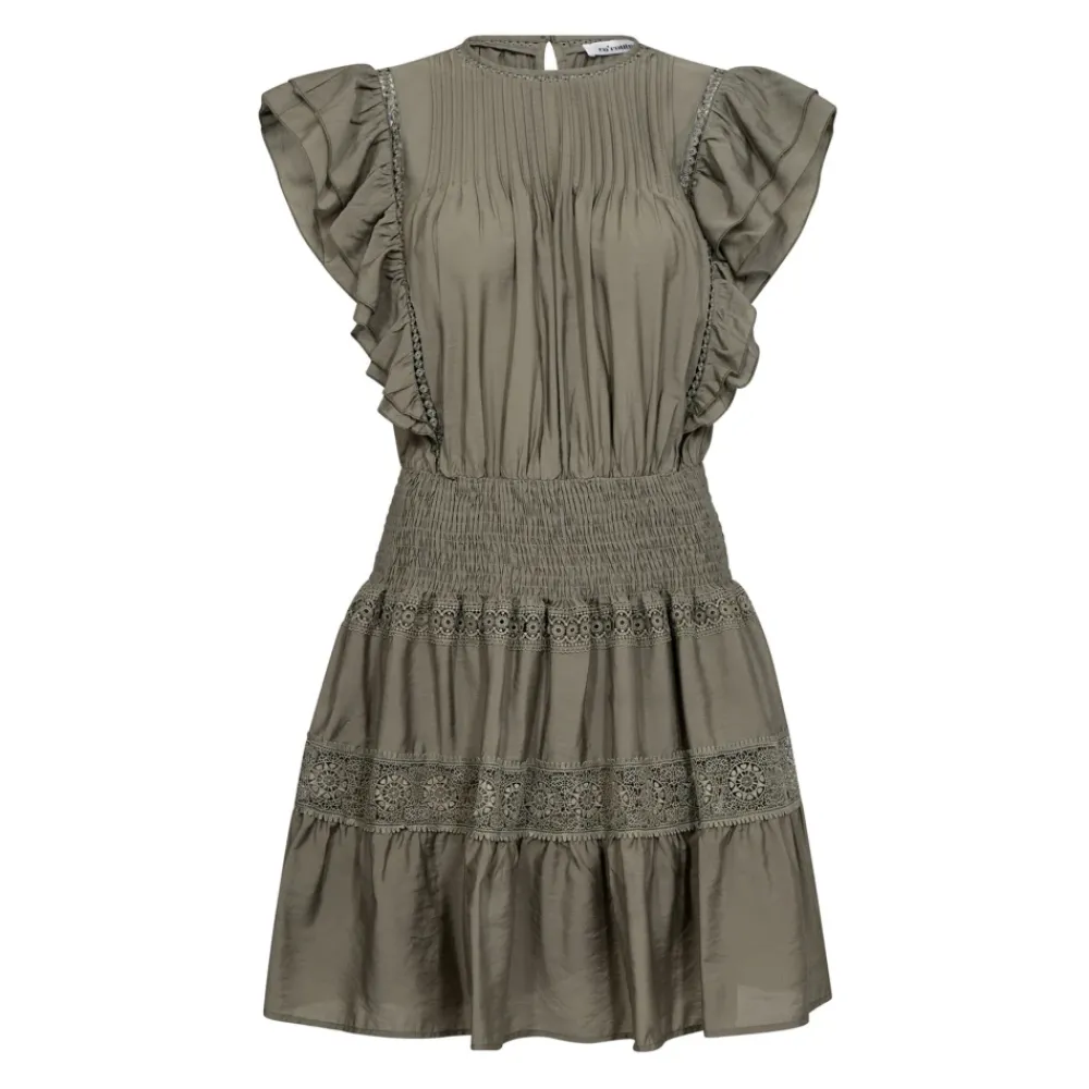 DAMES Co'Couture Jurk met Ruches en Kant