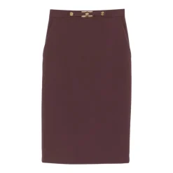 DAMES Elisabetta Franchi Rokken^Juwelen logo crêpe kokerrok