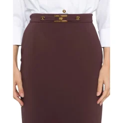 DAMES Elisabetta Franchi Rokken^Juwelen logo crêpe kokerrok