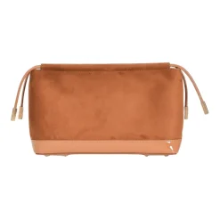 DAMES Elisabetta Franchi Kameel Suède Clutch met Gouden Accenten