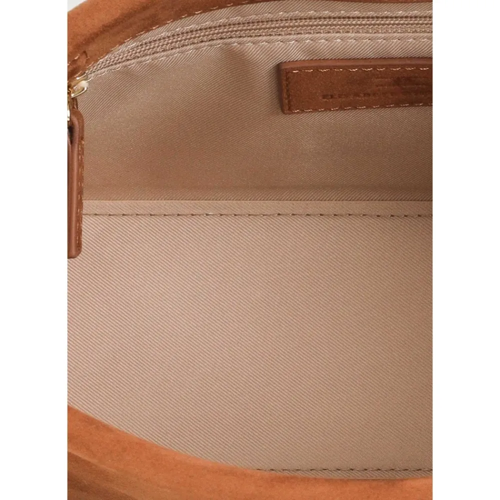 DAMES Elisabetta Franchi Kameel Suède Clutch met Gouden Accenten