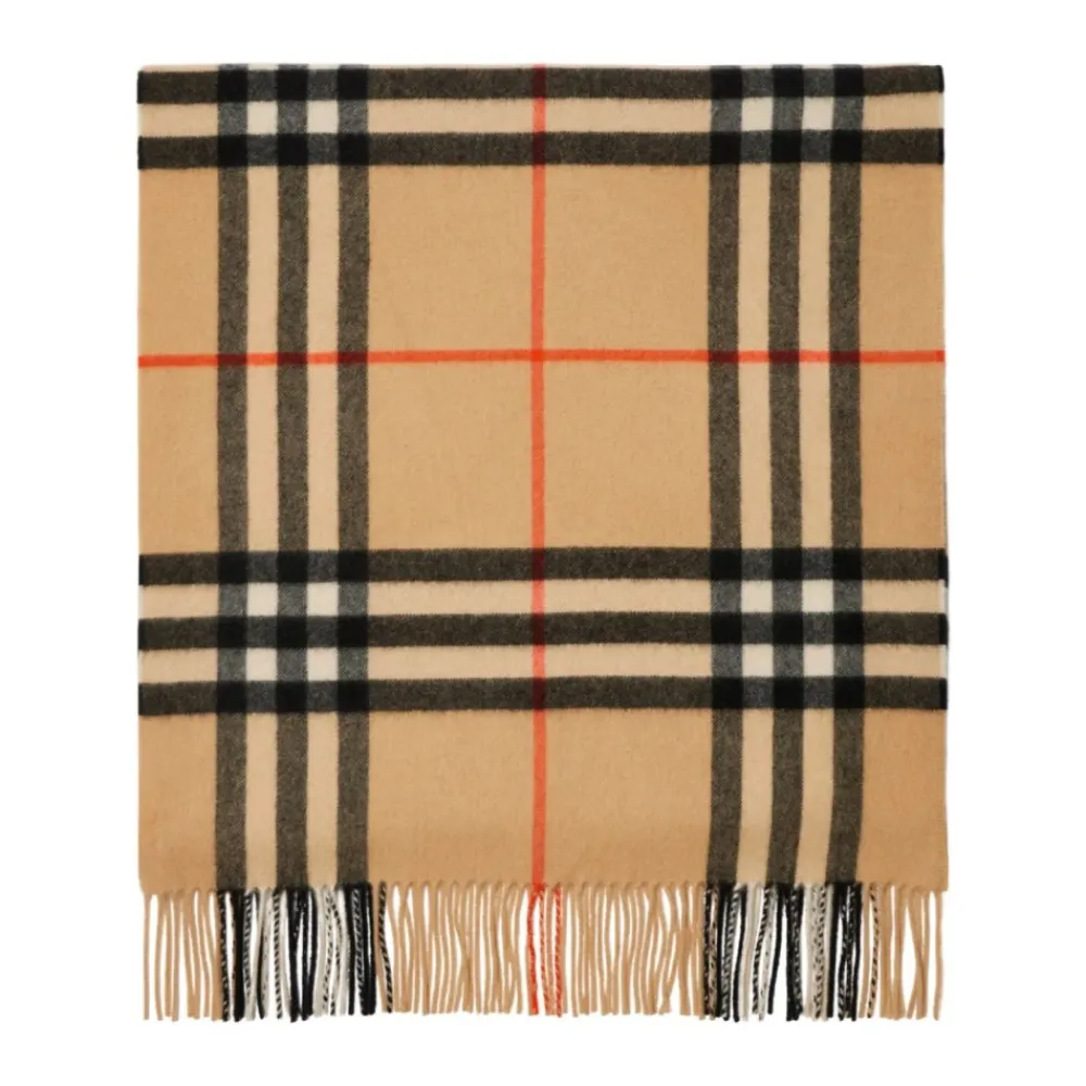 Heren Burberry Sjaals^Kasjmier Ruitpatroon Geribbeld Sjaal