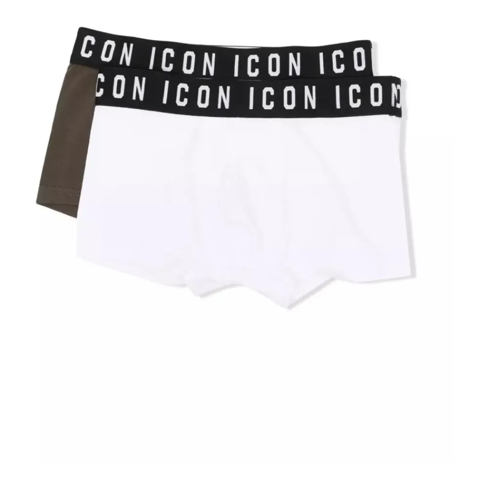 Dsquared2 Ondergoed & Sokken^Katoenen Boxershorts 2-Pack Jongens Khaki