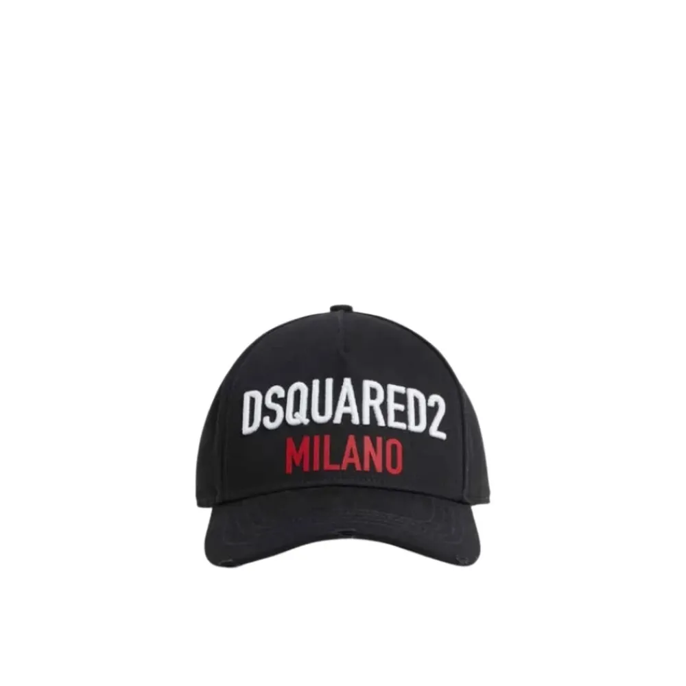 Heren Dsquared2 Petten^Katoenen Gabardine Geborduurd Logo Pet