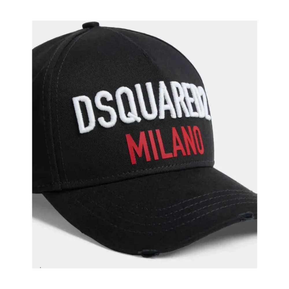 Heren Dsquared2 Petten^Katoenen Gabardine Geborduurd Logo Pet