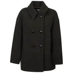 DAMES Isabel Marant Trenchcoats & Mantels^Khaki Dubbel-Breasted Korte Jas