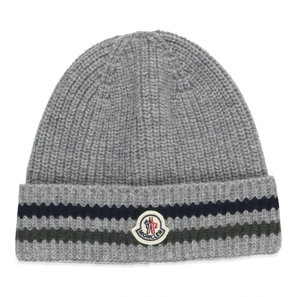 Moncler Mutsen En Petten^Kinderen Grijze Beanie met Logopatch