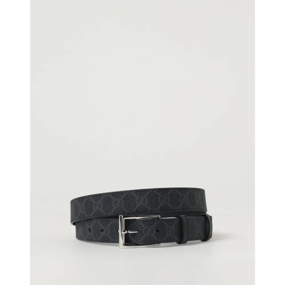 Heren Gucci Klassieke Leren Riem met Zilveren Gesp